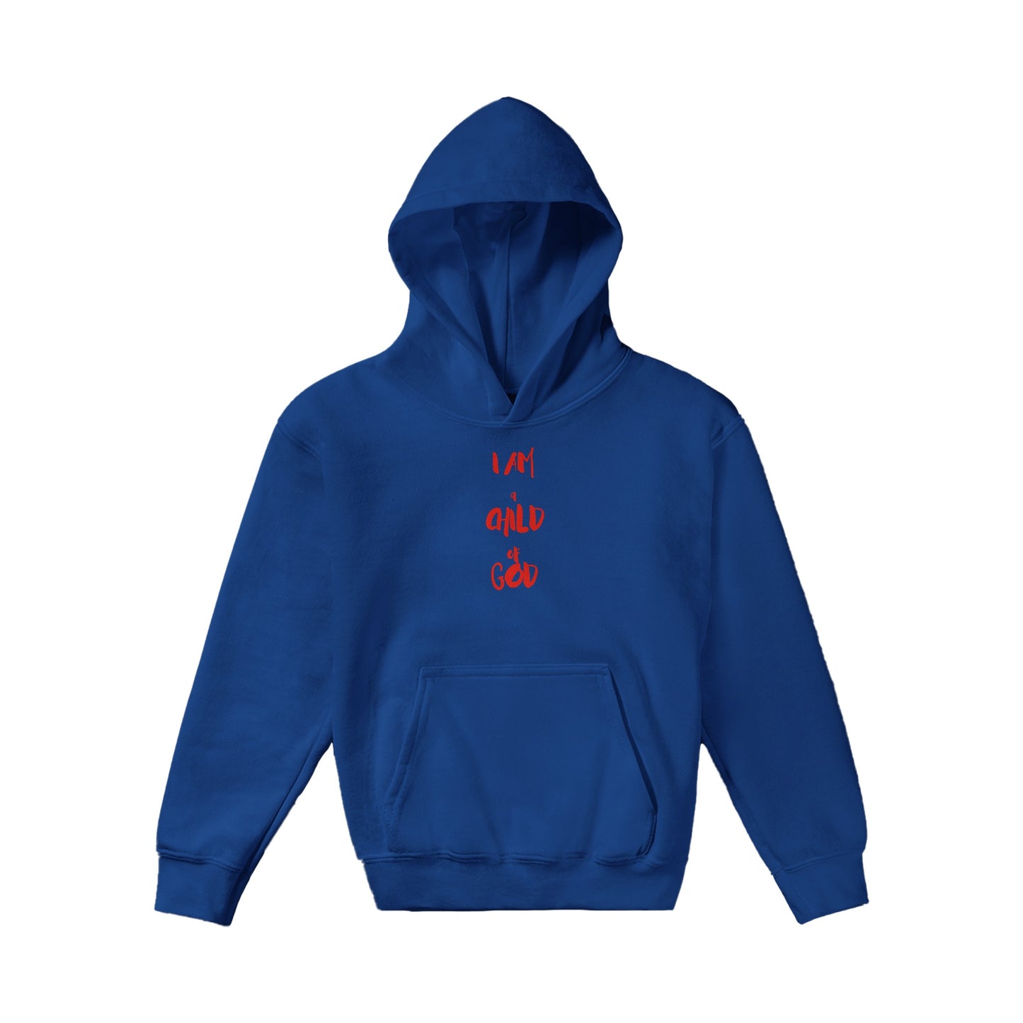 I Am a Child of God Kids Pullover Hoodie (Red Font)