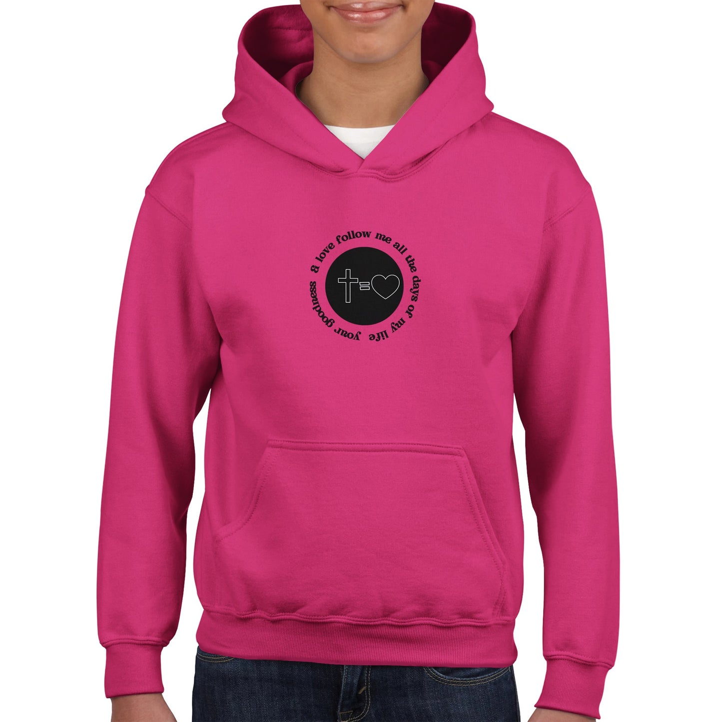 Goodness and Love Kids Pullover Hoodie (Black Font)