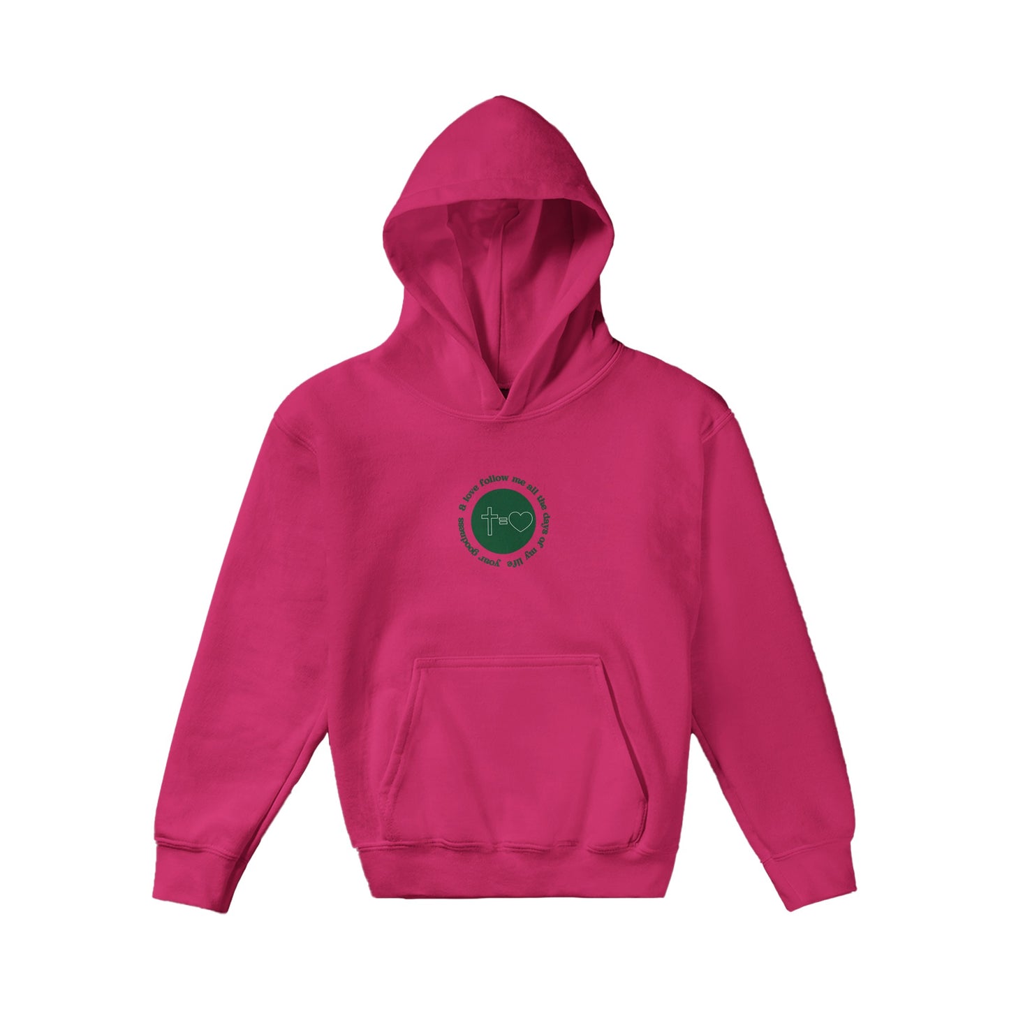 Goodness and Love Kids Pullover Hoodie (Green Font)