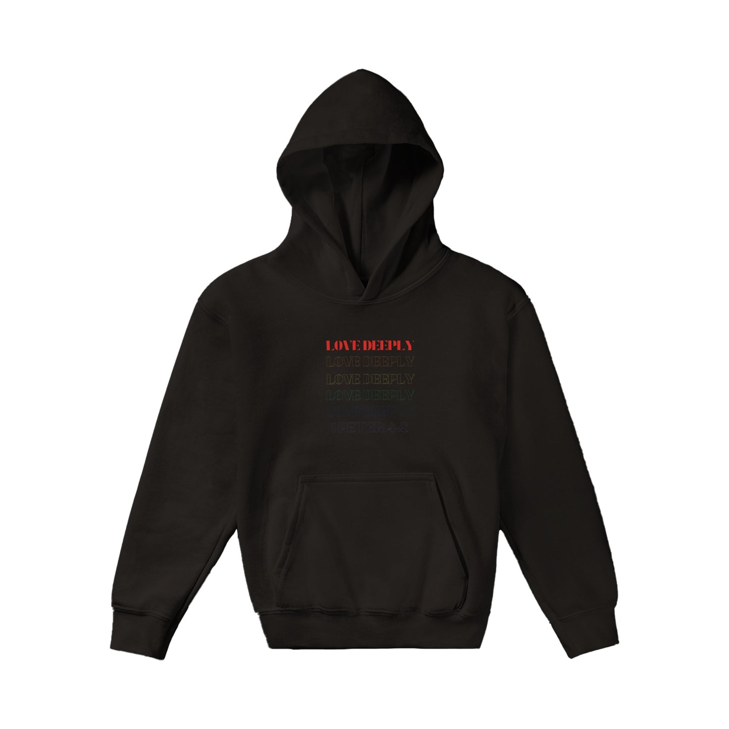 Love Deeply Kids Pullover Hoodie (Rainbow Font)