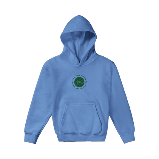 Goodness and Love Kids Pullover Hoodie (Green Font)