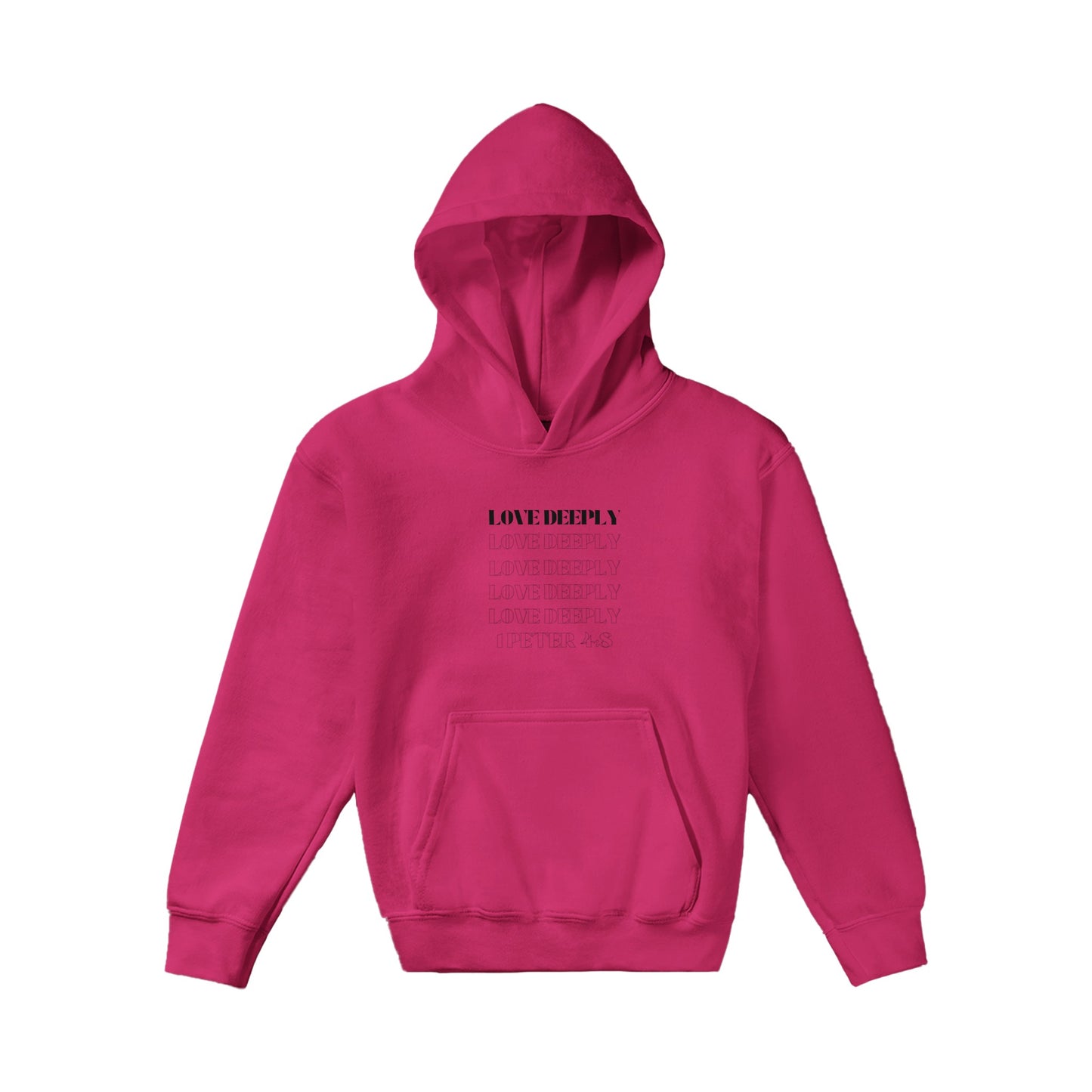 Love Deeply Kids Pullover Hoodie (Black Font)