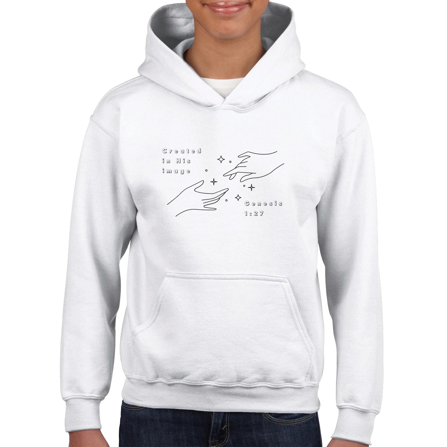 Created in His Image Kids Pullover Hoodie (Black Font)