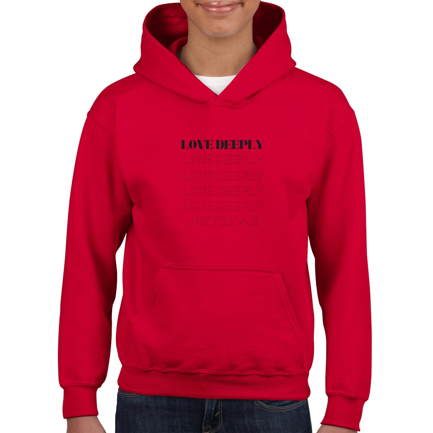 Love Deeply Kids Pullover Hoodie (Black Font)