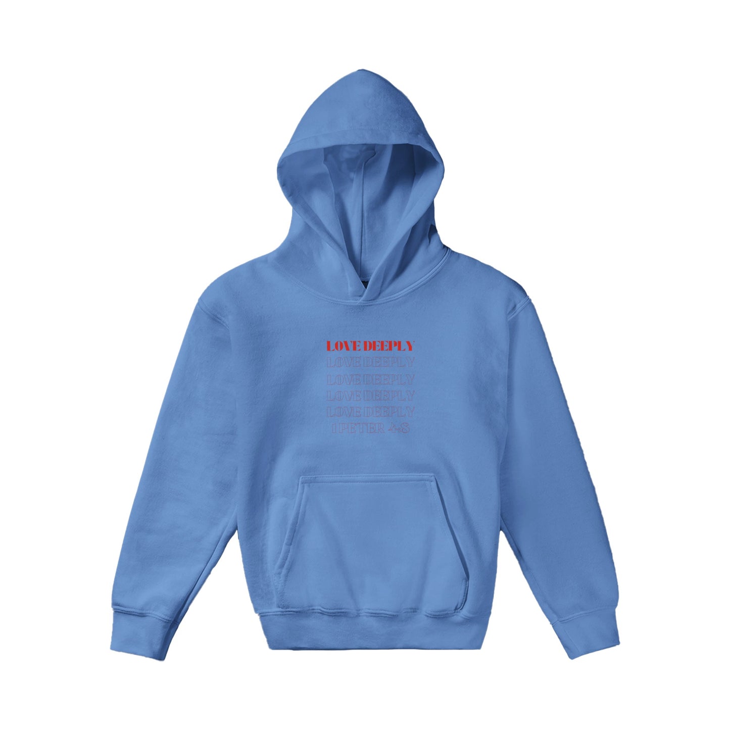 Love Deeply Kids Pullover Hoodie (Red Font)