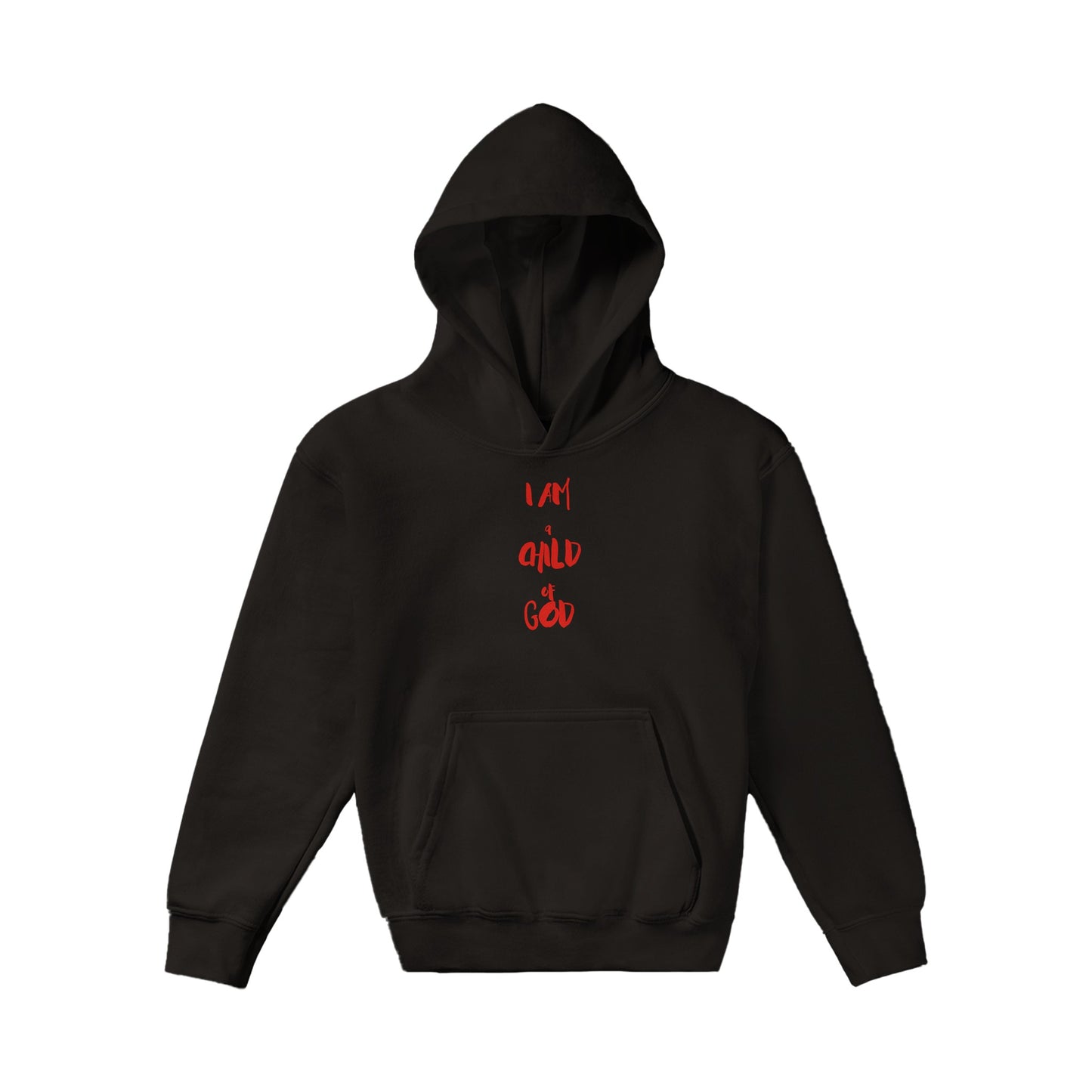 I Am a Child of God Kids Pullover Hoodie (Red Font)