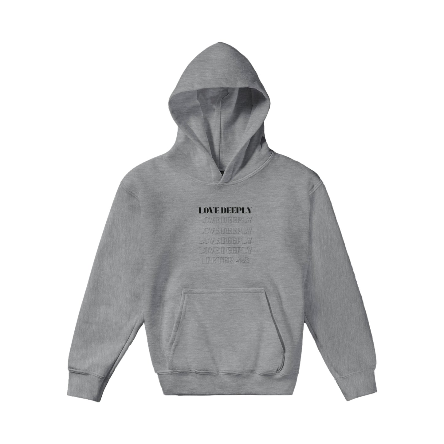 Love Deeply Kids Pullover Hoodie (Black Font)