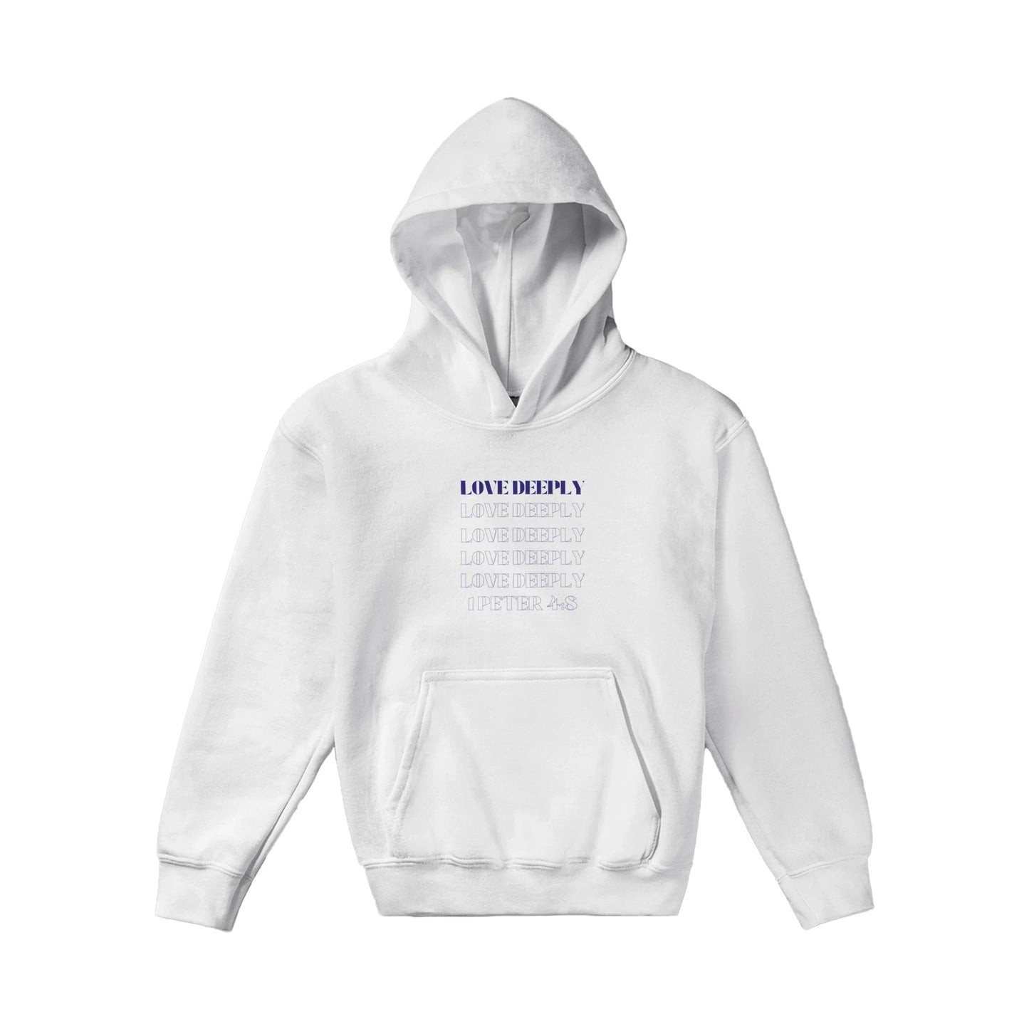 Love Deeply Kids Pullover Hoodie (Purple Font)