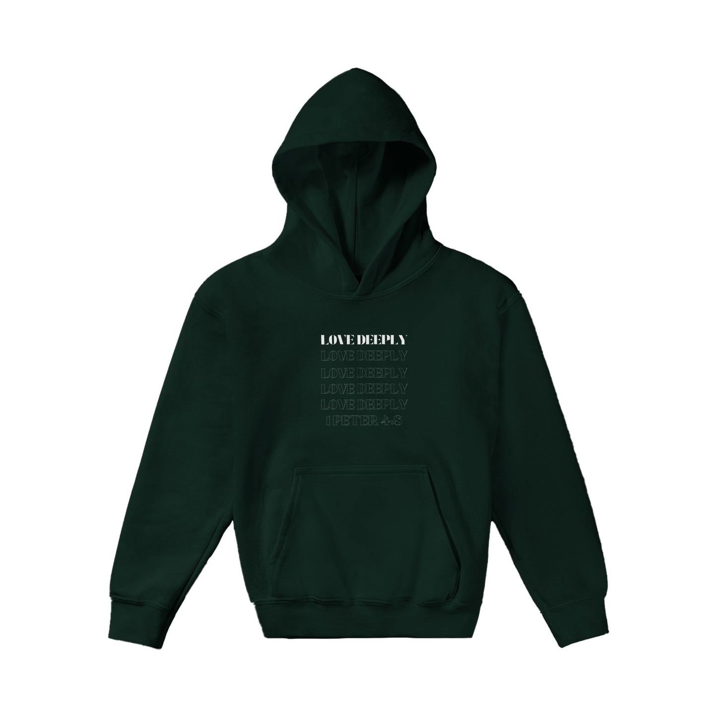 Love Deeply Kids Pullover Hoodie (White Font)