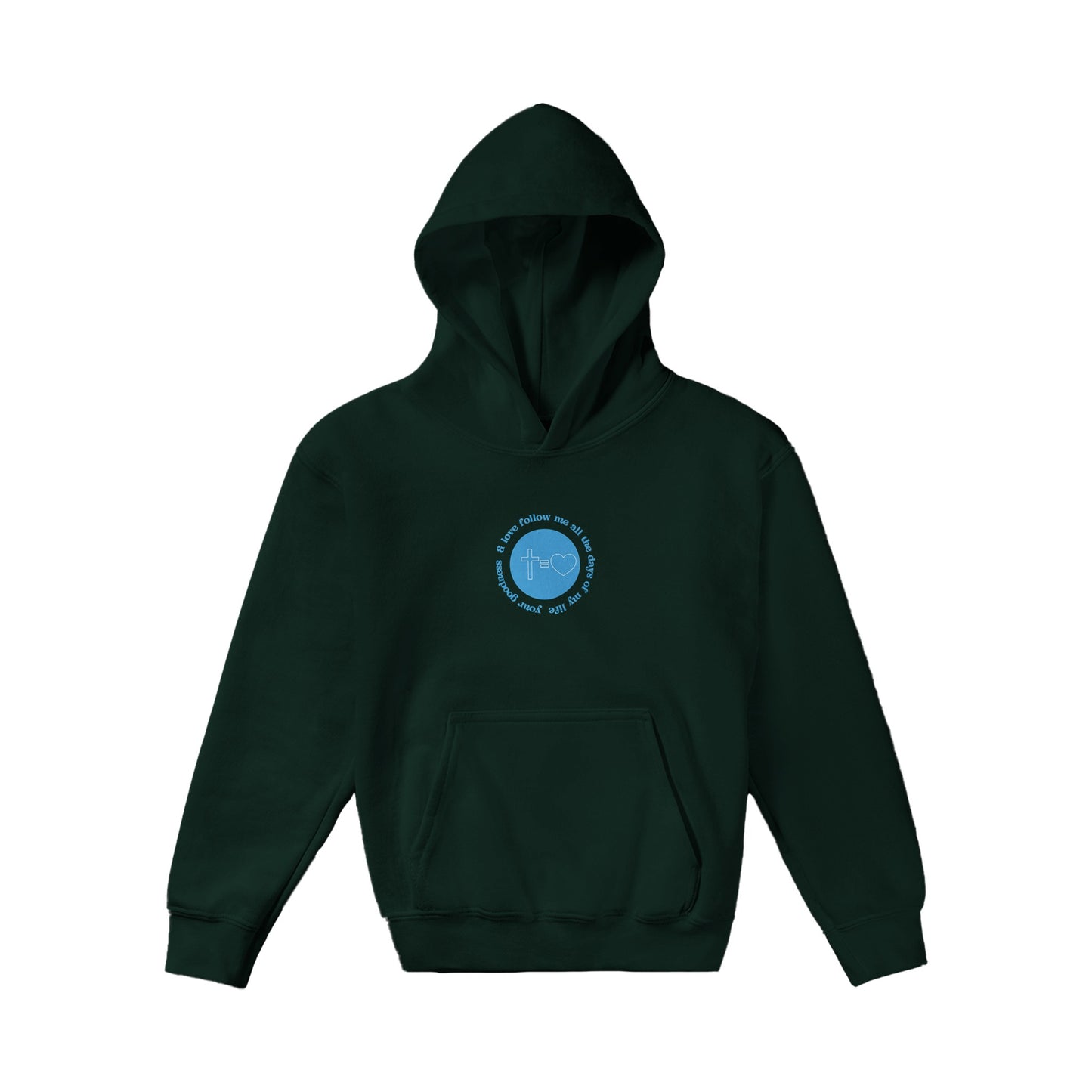 Goodness and Love Kids Pullover Hoodie (Blue Font)